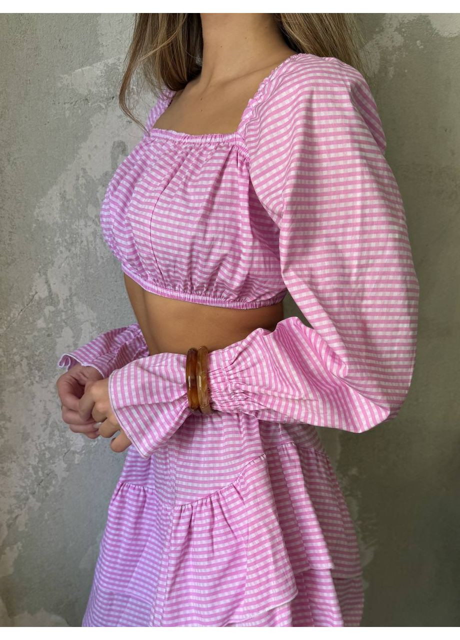 Жіночий літній комплект зі спідницею та топом з довгим рукавом Україна (352193518)