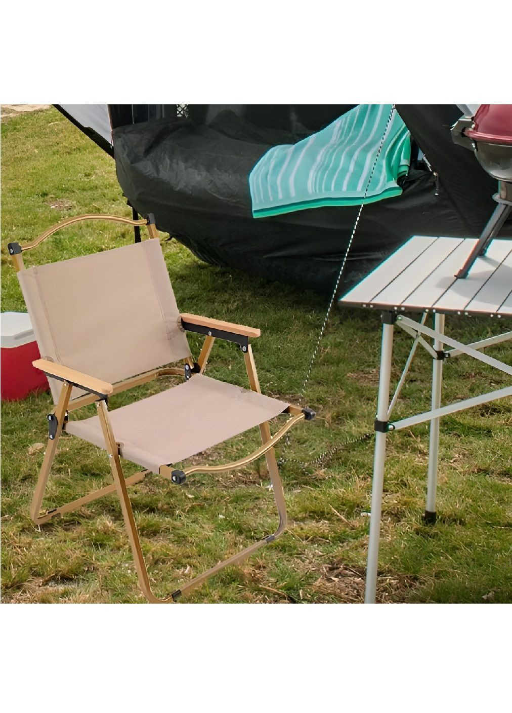 Складной стул с нагрузкой до 120 кг для туризма дачи кемпинга отдыха на природе 76x51x50 см (479902-Prob) Бежевый Unbranded (325913242)