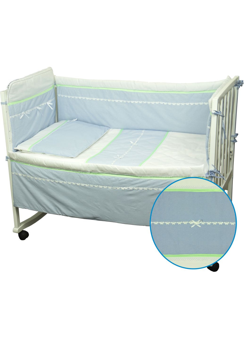 Набор в детскую кровать Лапушка голубой Руно 977ЛУ_Блакитний з салатовою смужкою (304288523)