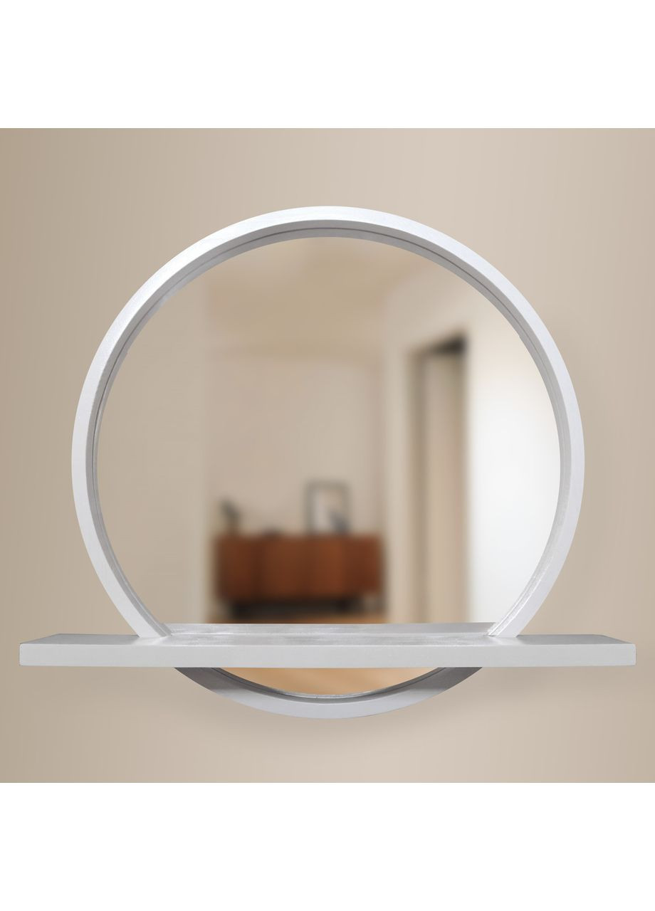 Дзеркало кругле з полицею Snow White дерев'яне Ясен 800 Luxury Wood Sunrise (369547112)