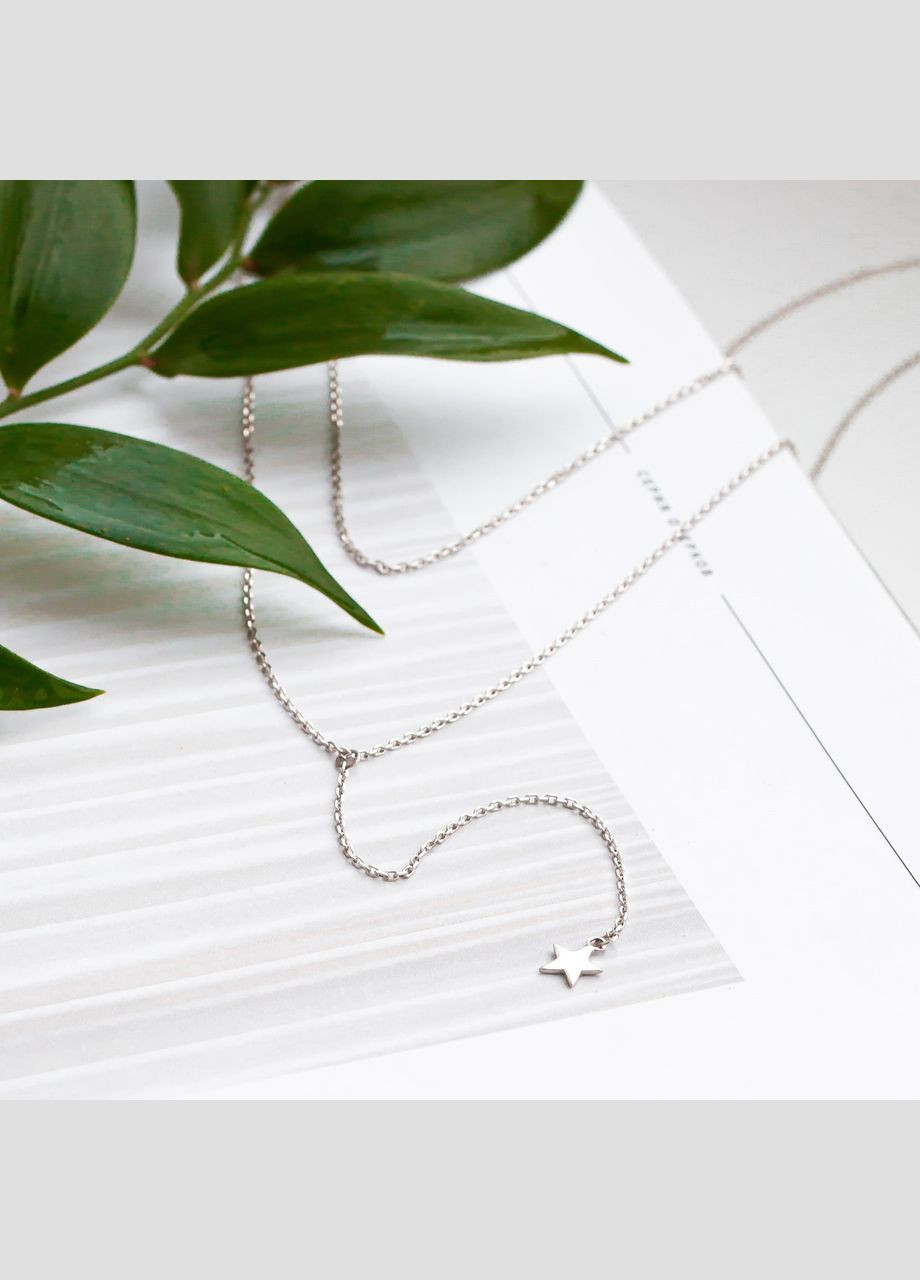 Кольє срібне протяжка Зірка без камінців No Brand (354721332)