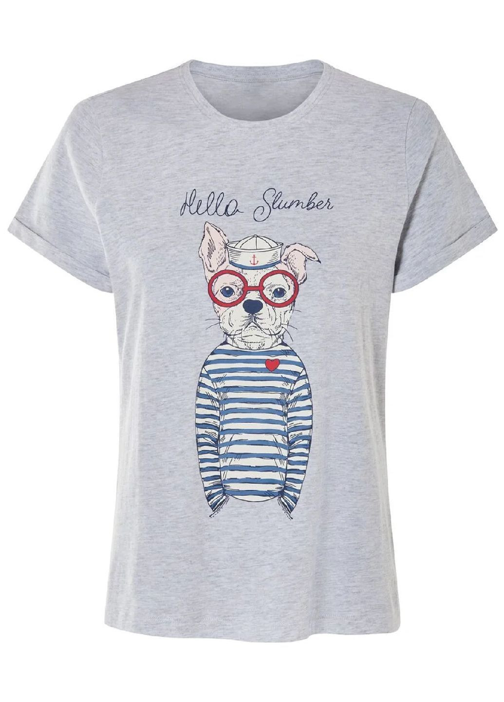 Сіро-синя всесезон бавовняна піжама (футболка, шорти) футболка + шорти Esmara