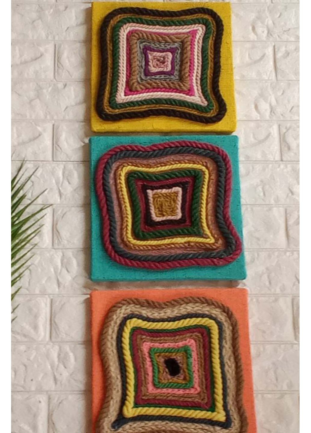 Набор из 3 картин на стену / текстильный гобелен или триптих ручной работы. HHD (361440328)