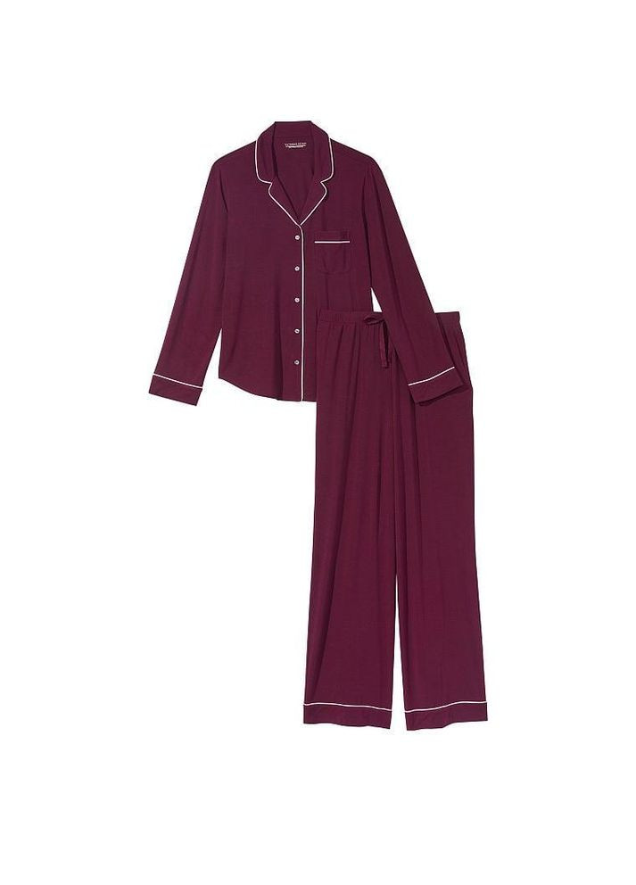 Бордовая всесезон женская пижама (брюки+рубашка) modal m бордовая Victoria's Secret