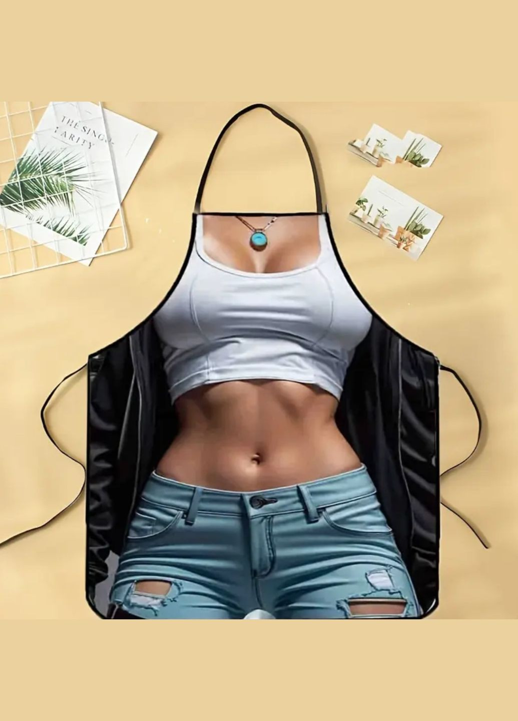 з приколом дівчина в джинсах 80 на 60 см різнобарвний Jannet Фартух (329194171)