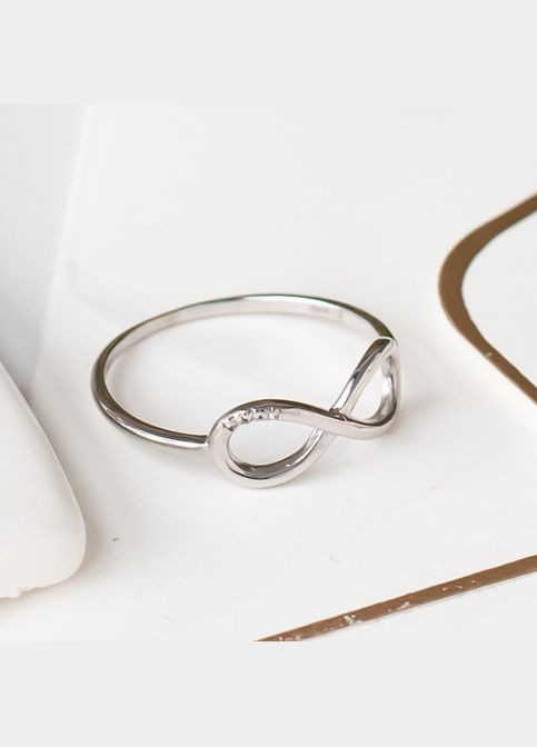 Срібна каблучка Нескінченність з чотирма маленькими фіанітами Каштан (342335352)