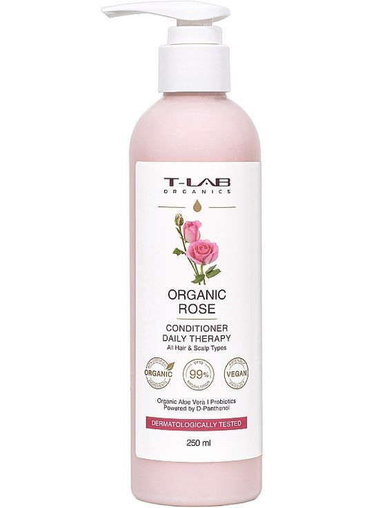 Кондиціонер для щоденного догляду за будь-яким типом волосся Organics Organic Rose Conditioner 250ml (1103872-166439) T-Lab Professional (368665448)