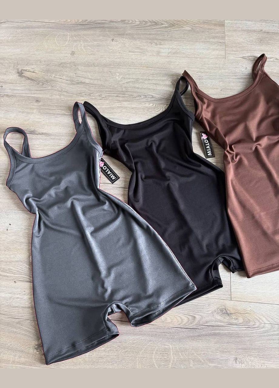 Комбинезон No Brand комбинезон-шорты однотонный коричневый спортивный, кэжуал дайвинг