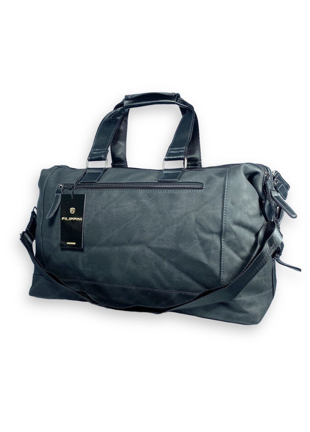 Дорожная сумка из экокожи 2 отдела внутренние карманы съемный ремень размер: 50*30*20 см черная Filippini (285814818)