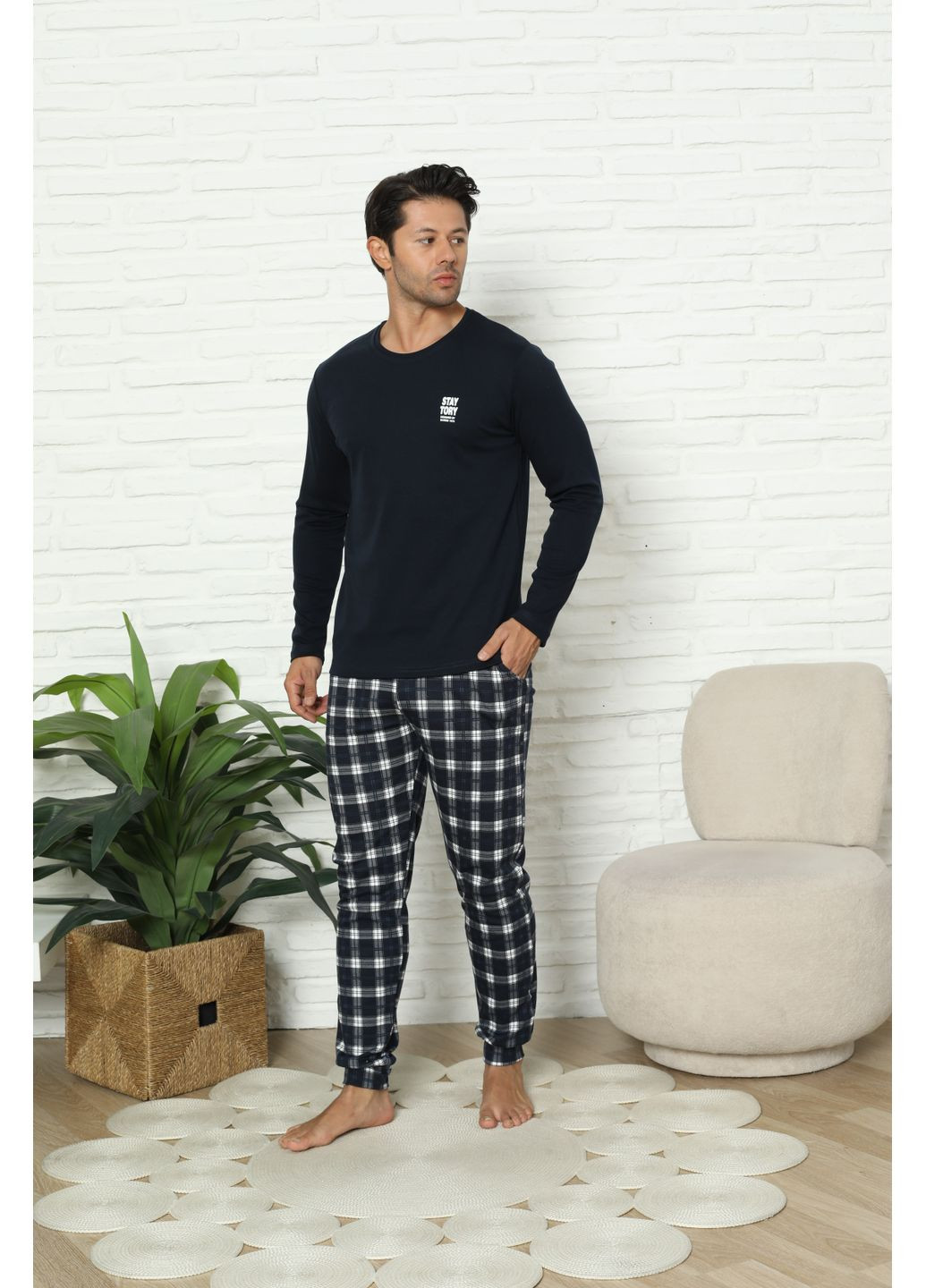 Чоловічий комплект зі штанами в клітку Tom John (368826855)