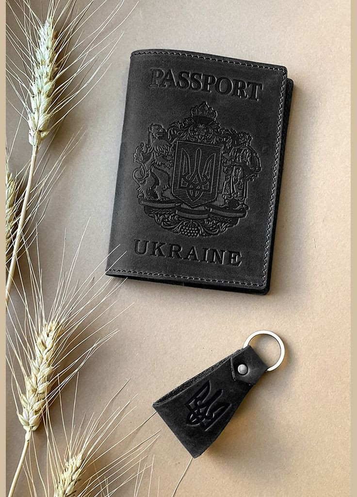 Подарунковий набір шкіряних аксесуарів з українською символікою чорний (A-027583) BlankNote (328444802)