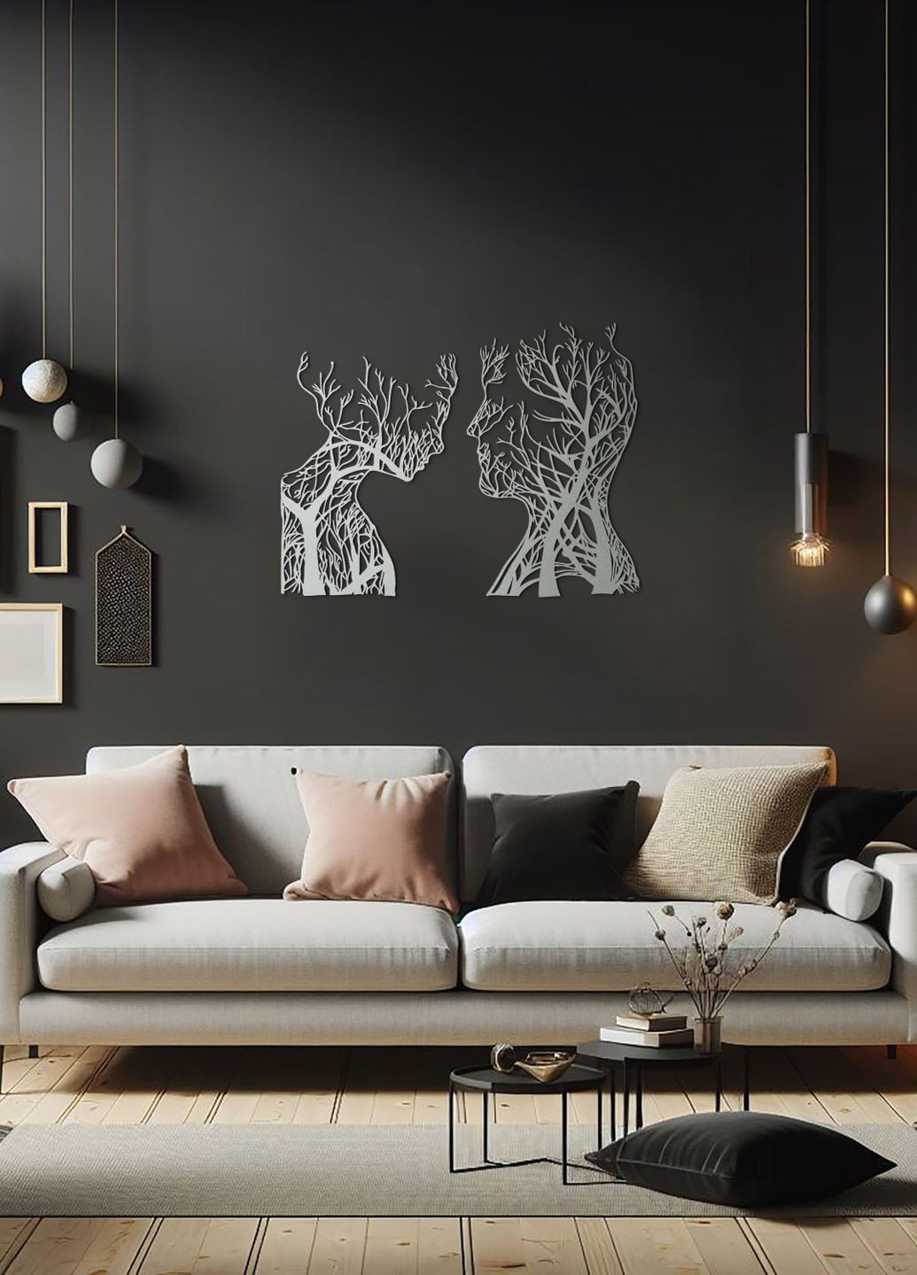 Декоративне панно на стіну, інтер'єрна картина з дерева "Закохана пара", мінімалістичний стиль 35х28 см Woodyard (292013335)