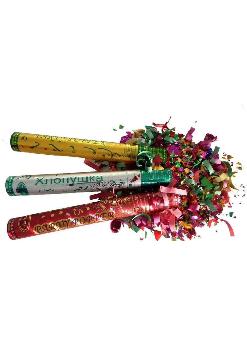 Пневматическая хлопушка 30см, разноцветное конфетти. No Brand (308360249)