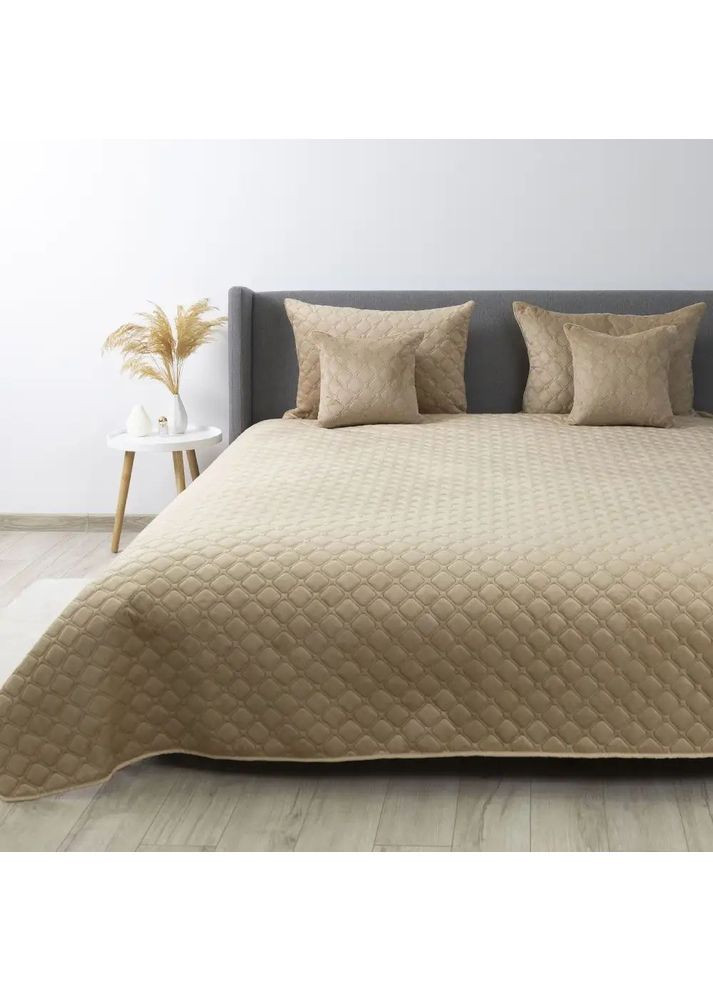 Двуспальное велюровое покрывало 180*240 см гипоаллергенное Бежевое (24310180240) ТЕП (364503597)