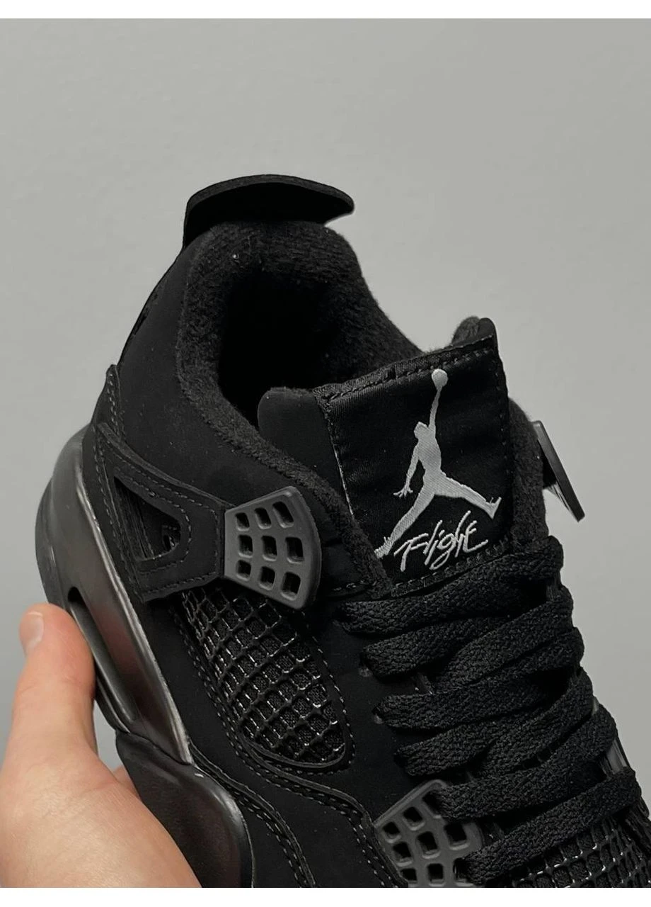 Чорні кросівки чоловічі nike air jordan 4 retro all black найк аір джордан чорні демісезон No Brand