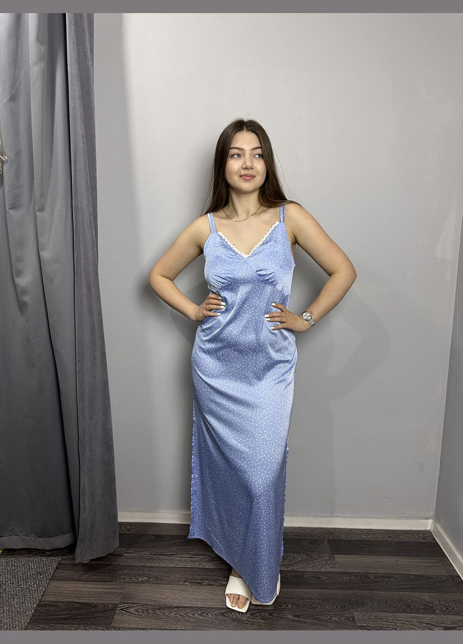 Голубое платье женское летнее шелковое голубое mkaz66-3 Modna KAZKA
