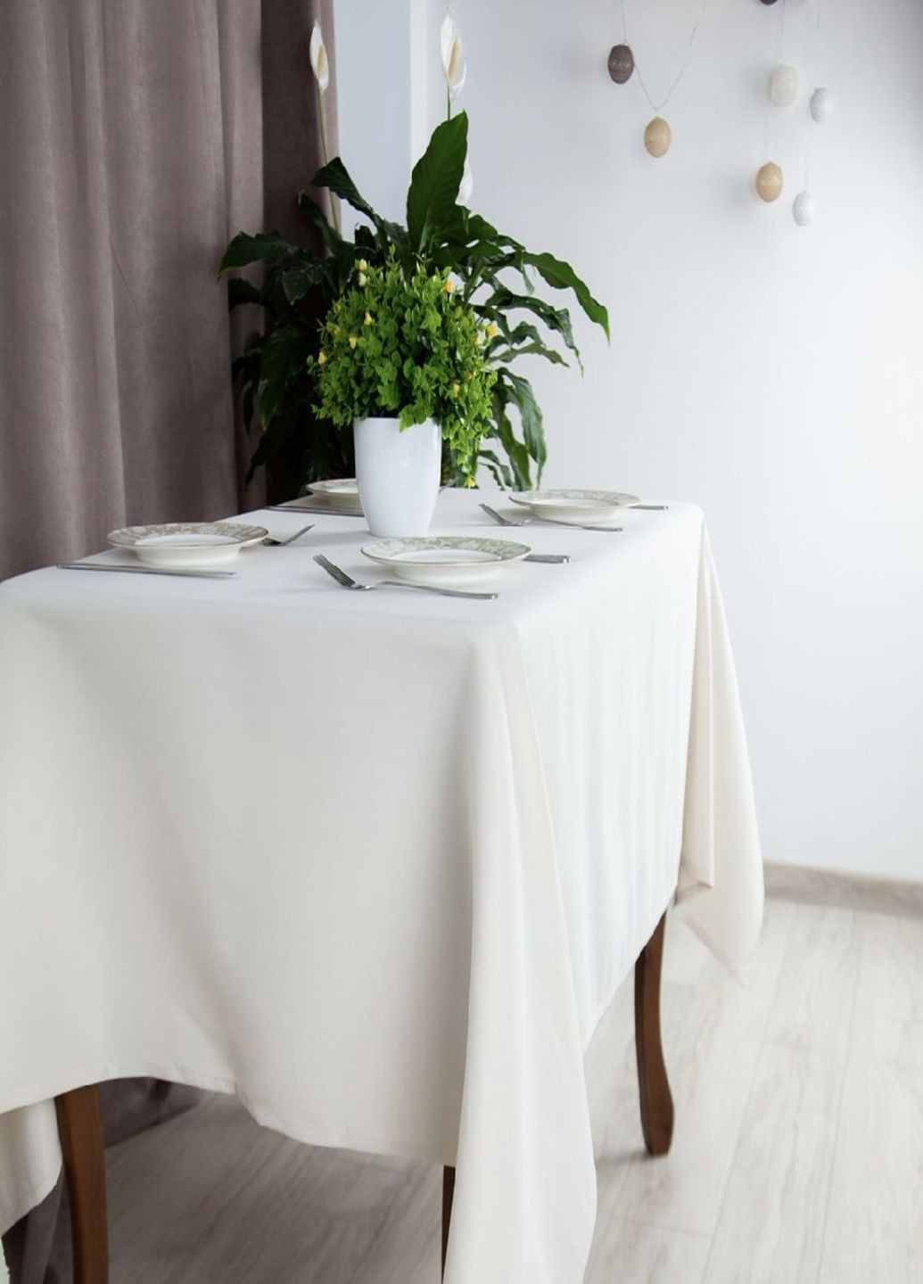 Скатертина 140х180 см водовідштовхуюча колір молочний. ТЕП Скатертина (323653420)