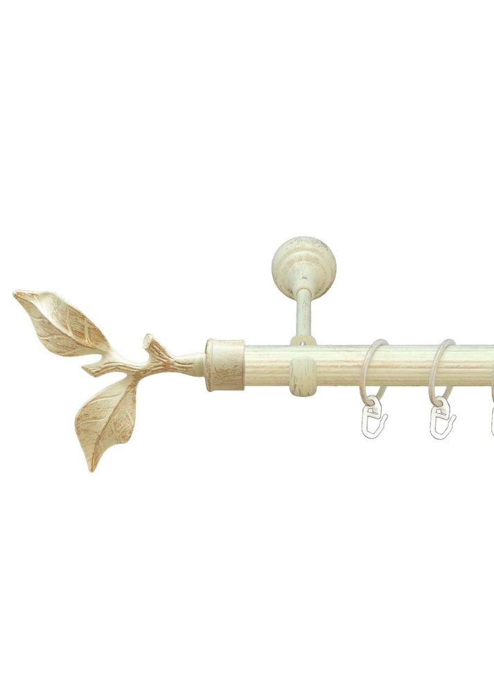 Карниз Листок Троянди металлический однорядный открытый рифленая труба Белое золото 25 мм 200 см (00-00010503) ORVIT (300280184)