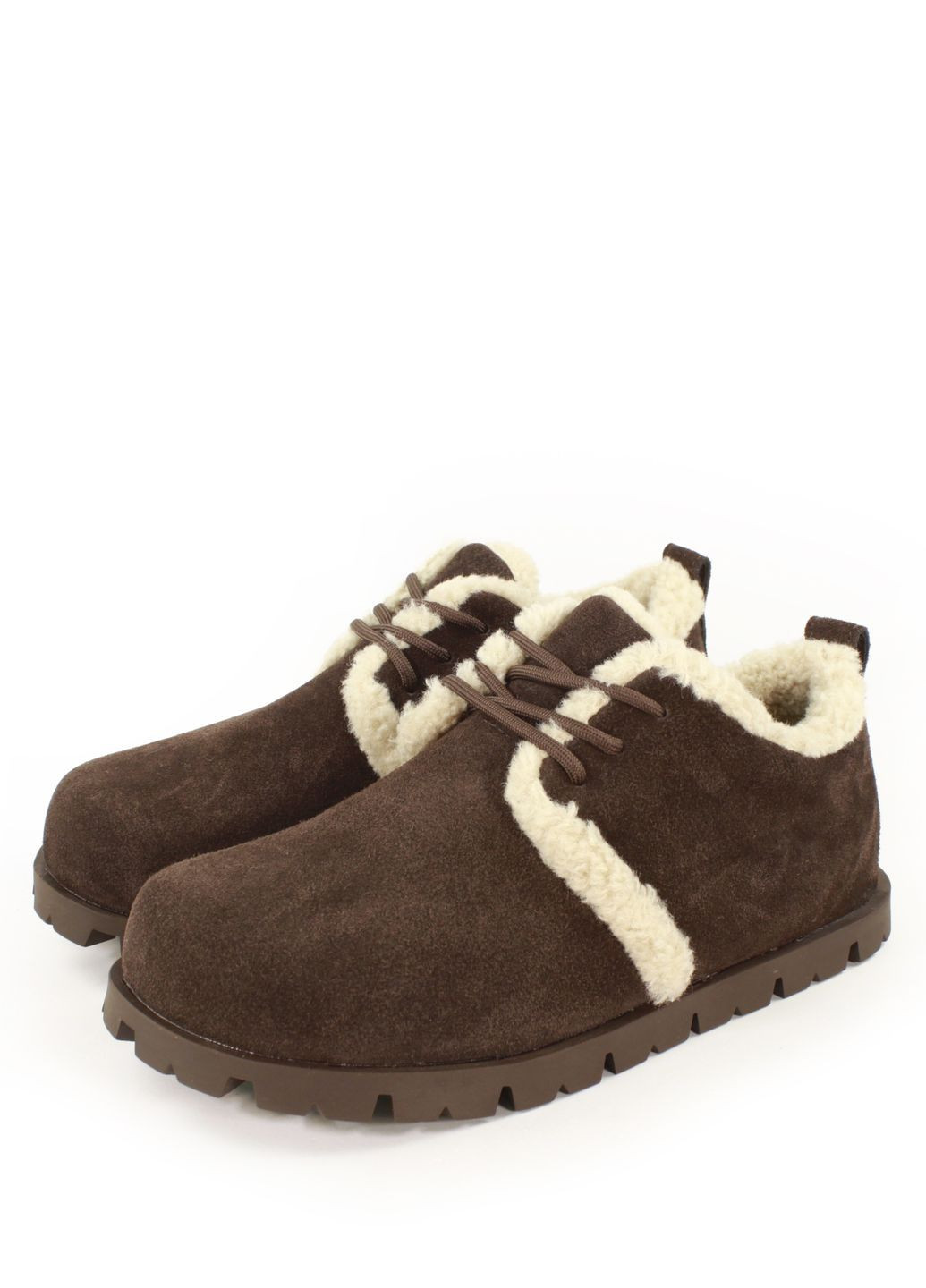 Коричневые женские зимние комфортные полуботинки на меху It-Girl