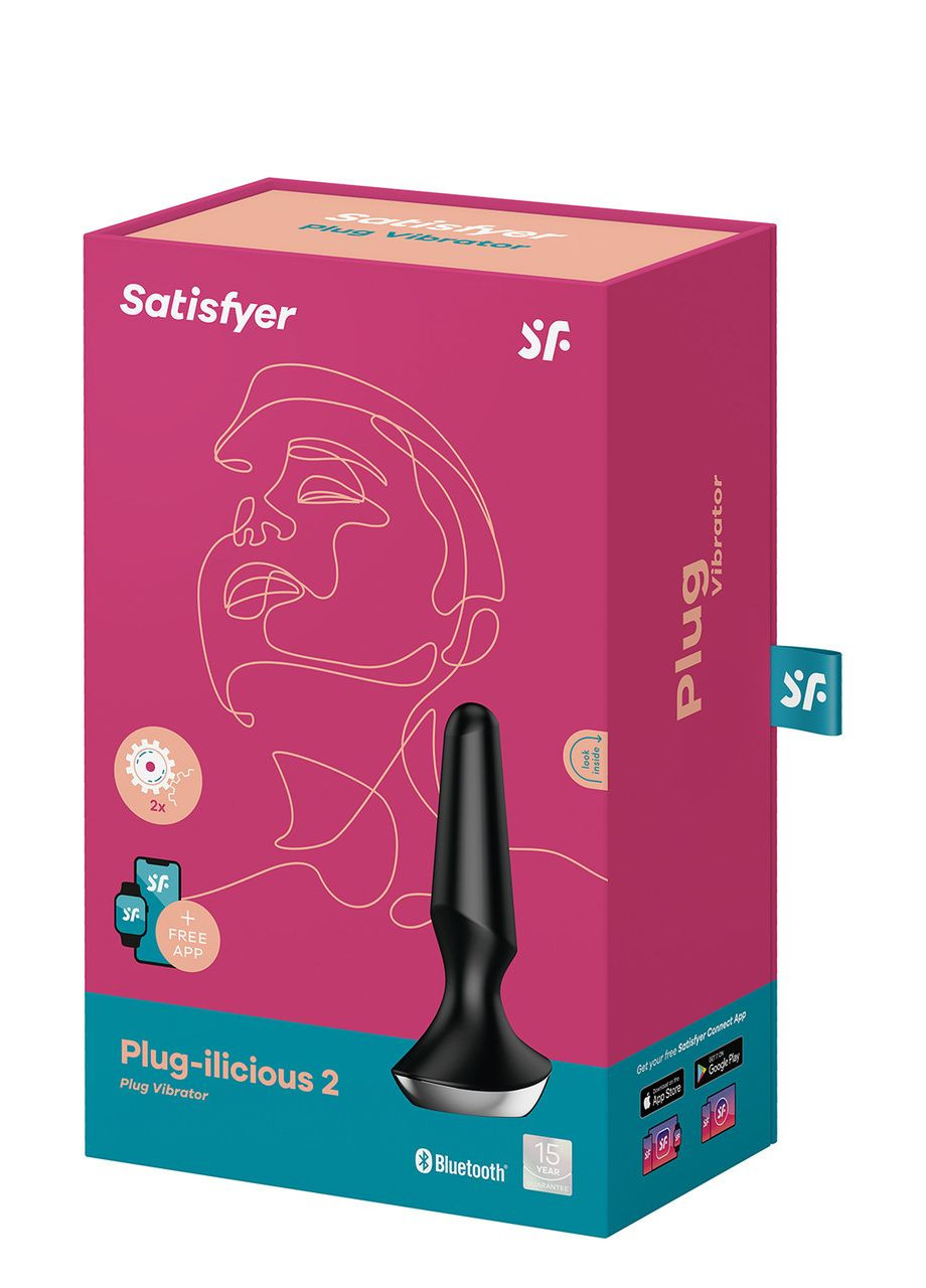 Анальная пробка с функцией управления с смартфона Plug-Ilicious, черный Satisfyer (303896760)