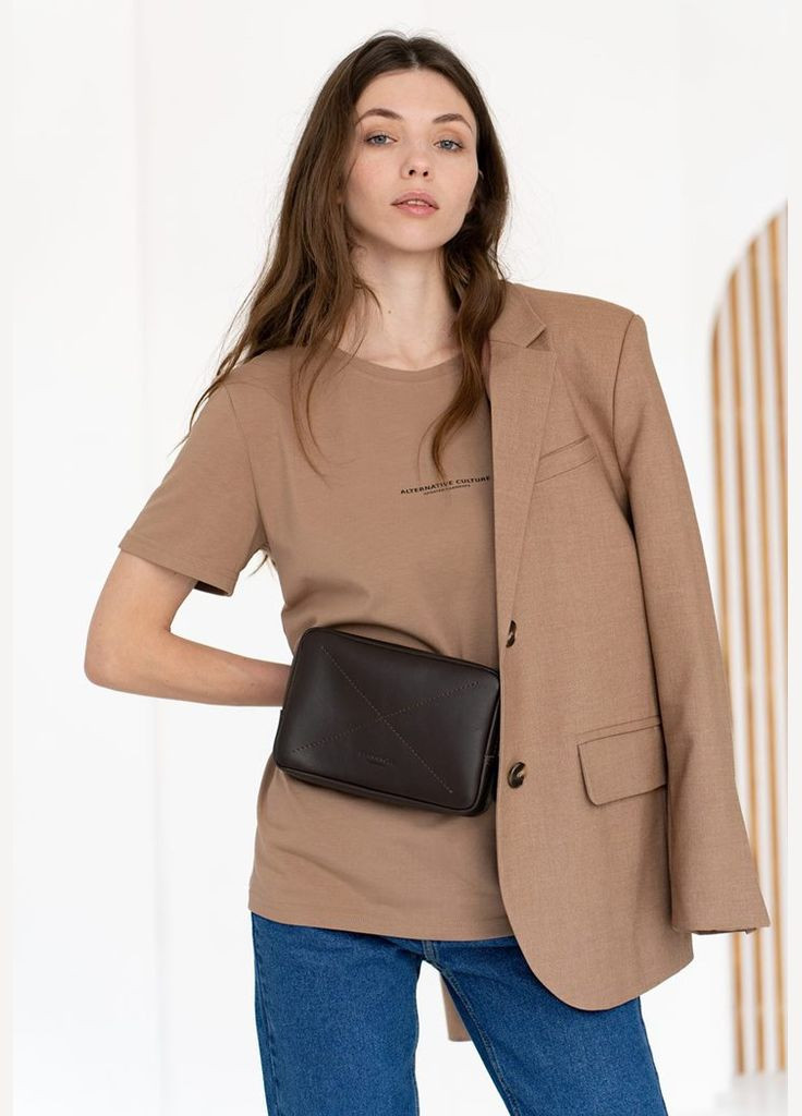 Шкіряна поясна сумка Dropbag Mini темно-коричнева (A-027194) BlankNote (328444942)