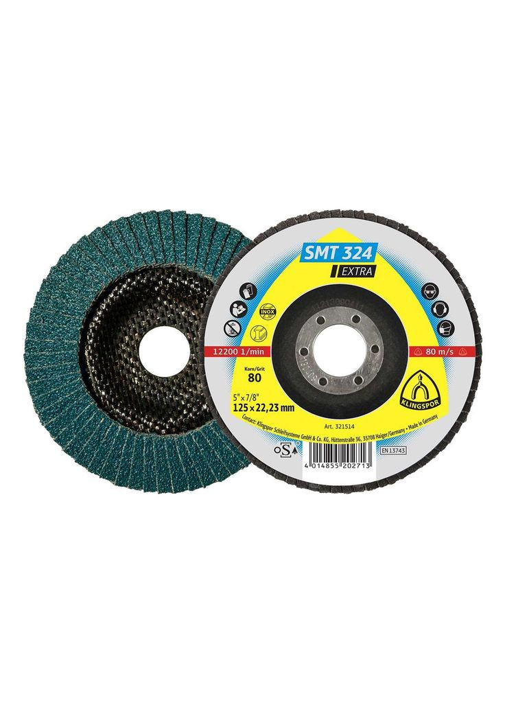 Лепестковый шлифовальный диск SMT-324 Extra (125 мм, P80, 22.23 мм) выпуклый круг (20960) Klingspor (306552275)