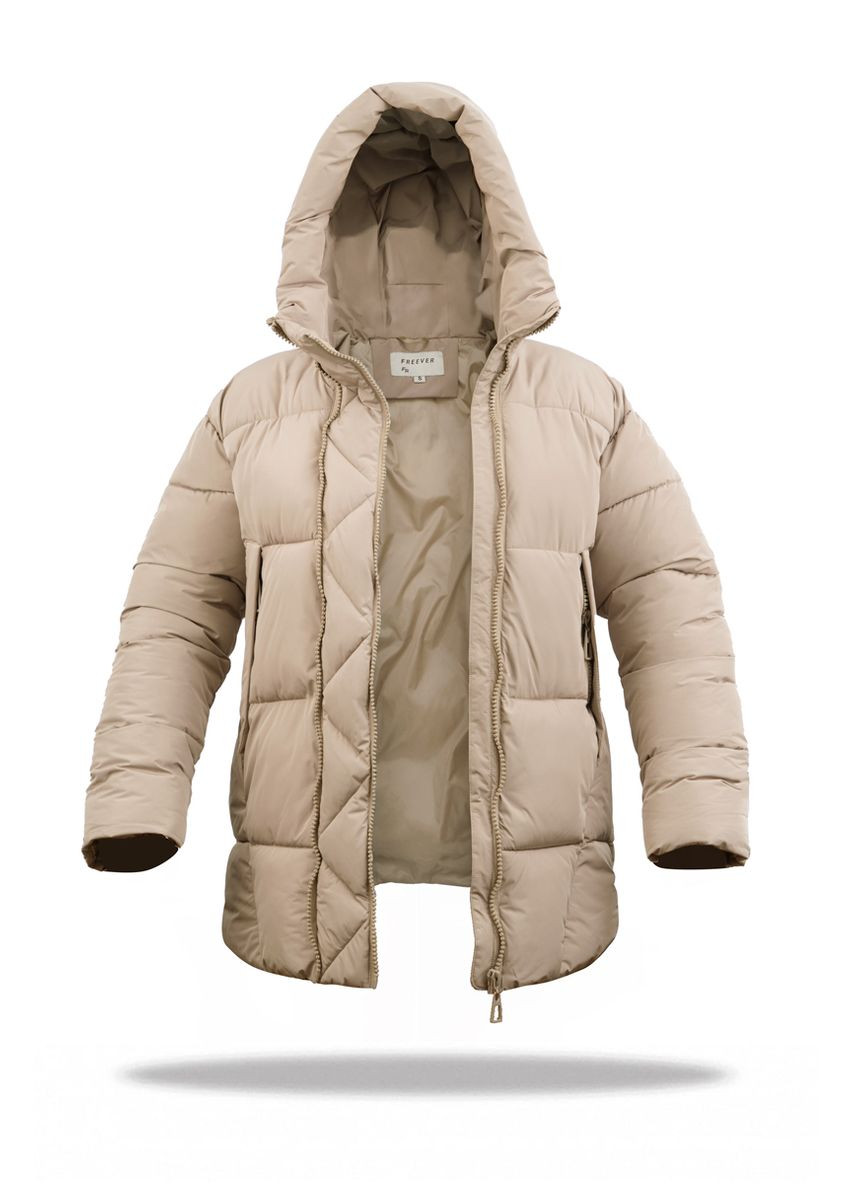 Бежевая зимняя куртка женская uf 20804 бежевая Freever