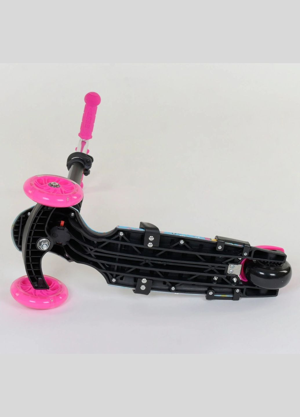 Детский самокат 5 в 1 26901. Абстракция, PU колёса, подсветка в колесах. Розовый Best Scooter (279928554)
