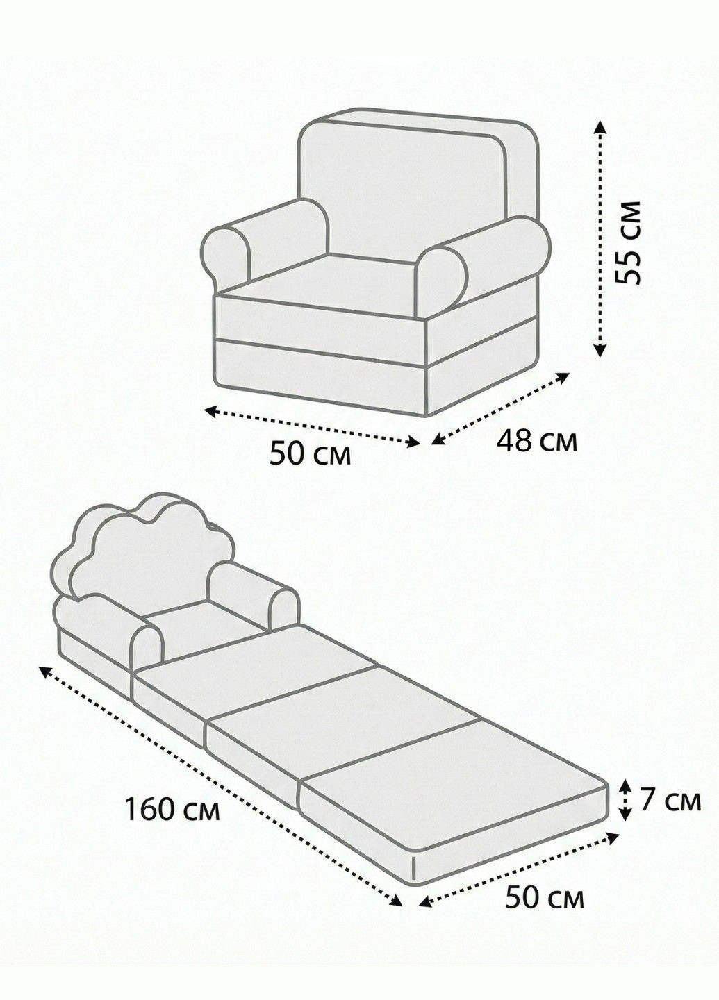 Дитяче крісло іграшка Жабка салатова 4 секції розкладне в ліжко Lalapka (372971790)