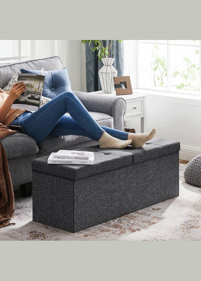 Банкетка-пуф Kors с местом хранения темно-серый Leobert (303127037)