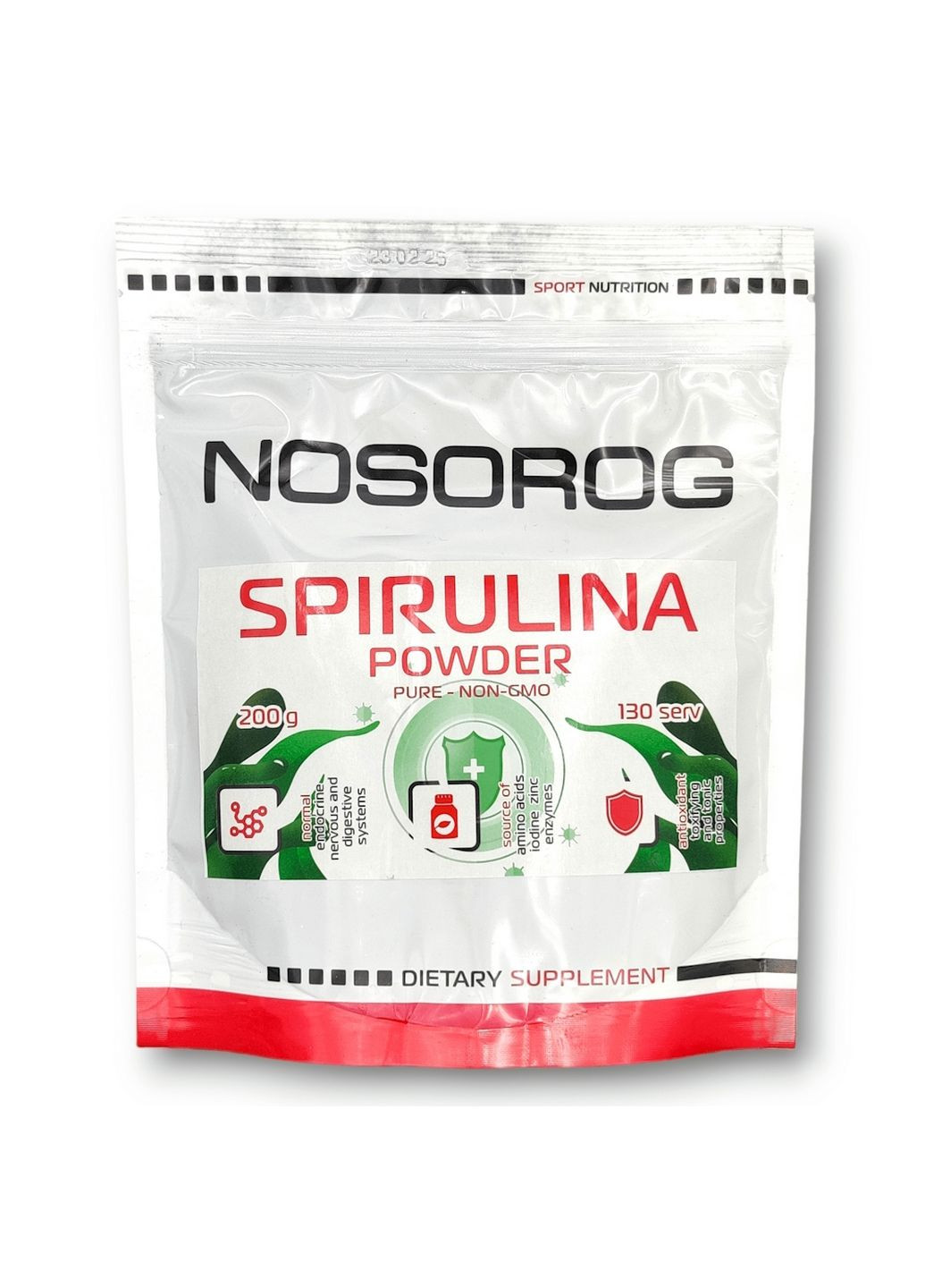 Натуральная добавка Spirulina, 200 грамм Nosorog Nutrition (293341695)