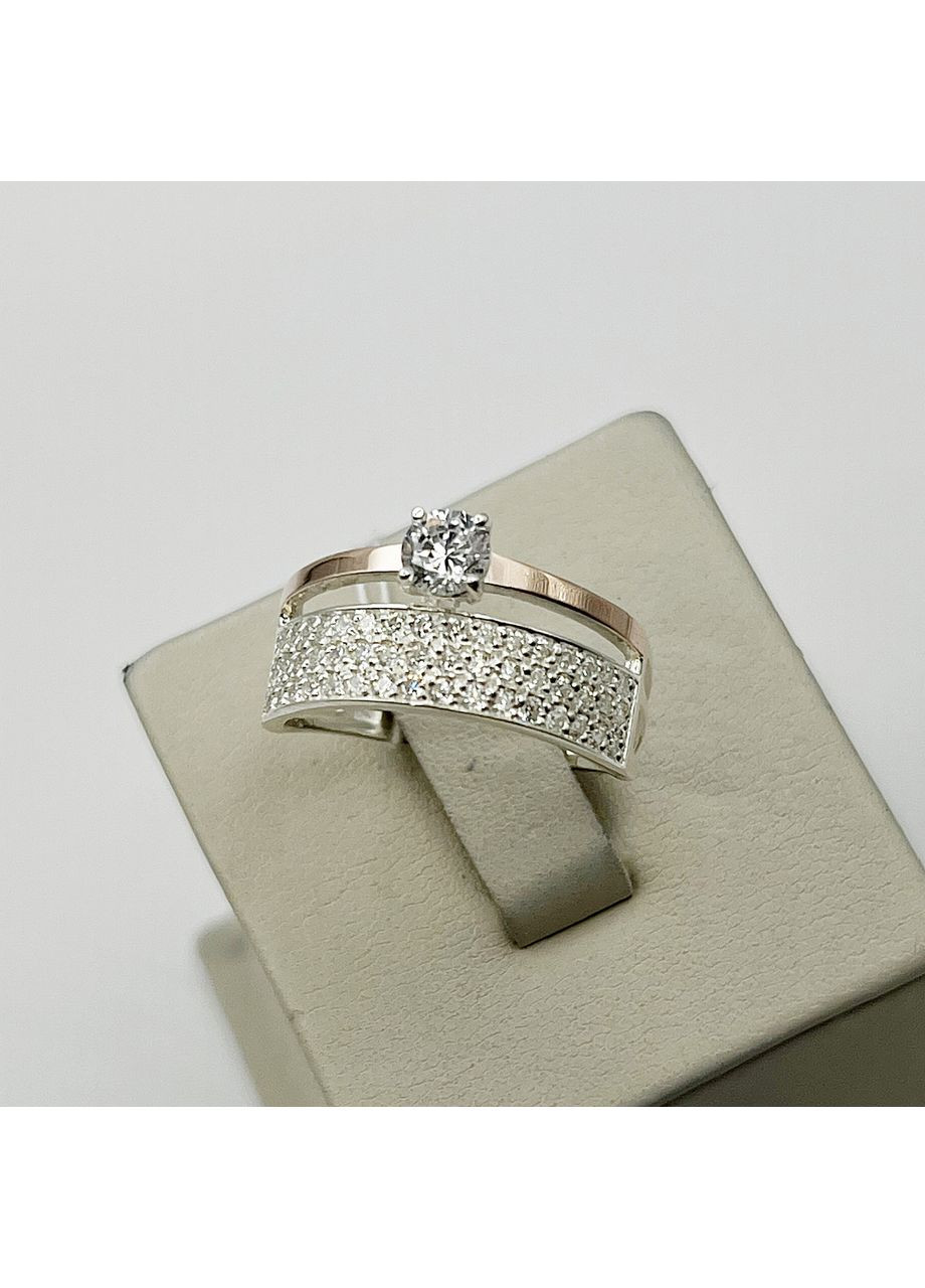 Кольцо серебряное с золотой пластиной и кубическим цирконием 20,5 3,56 г No Brand (370142369)