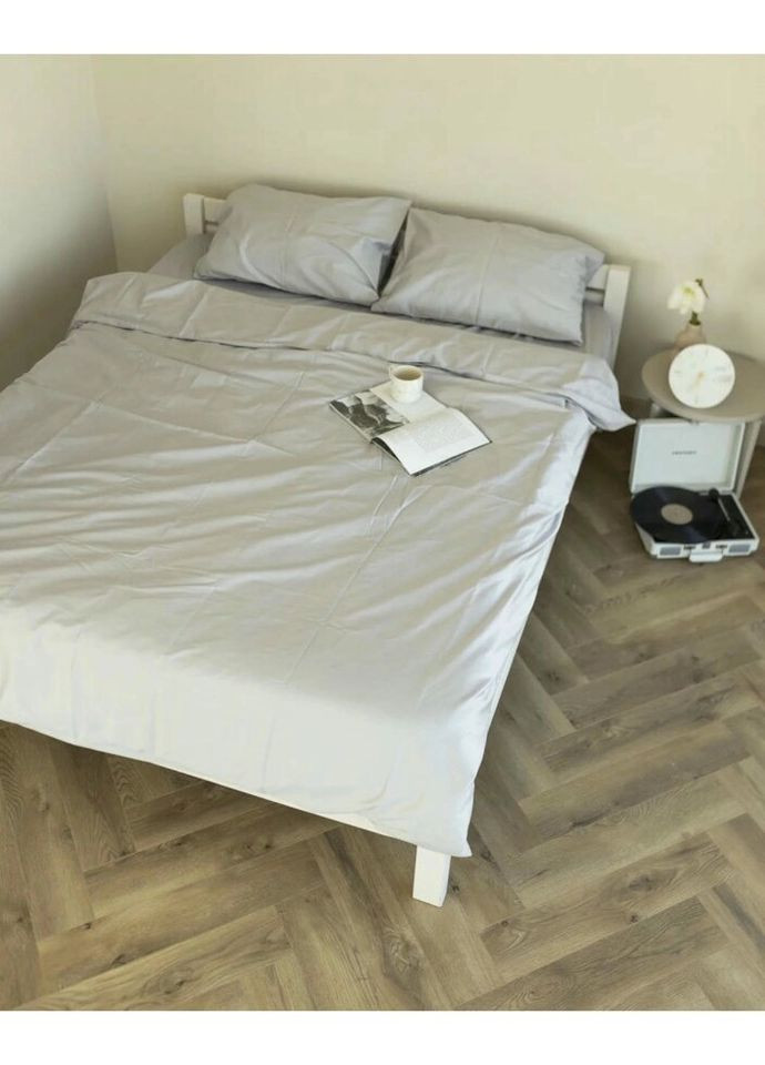 Постільна білизна двоспальне Home Сатин Люкс 20933 180х215 см холодний білий DUSHKA (327790762)