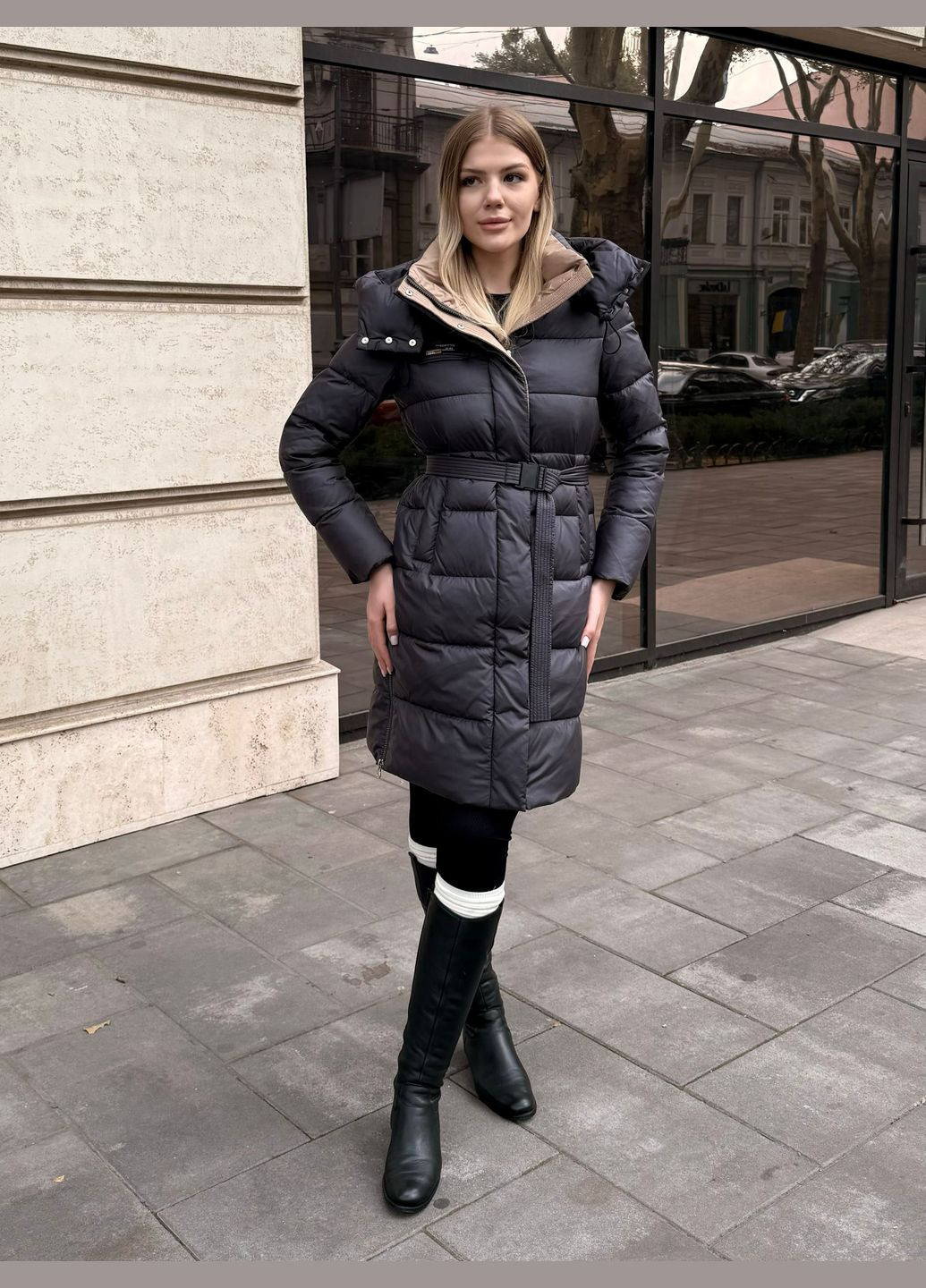 Графітове зимнє Жіноче зимове пальто 70552 Fodarlloy