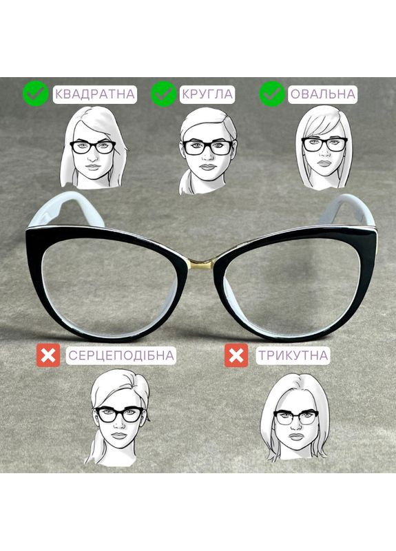 Жіночі окуляри для зору «Котяче око» з комбінованою оправою. Код: 725 С2 -5.25 No Brand (365830866)