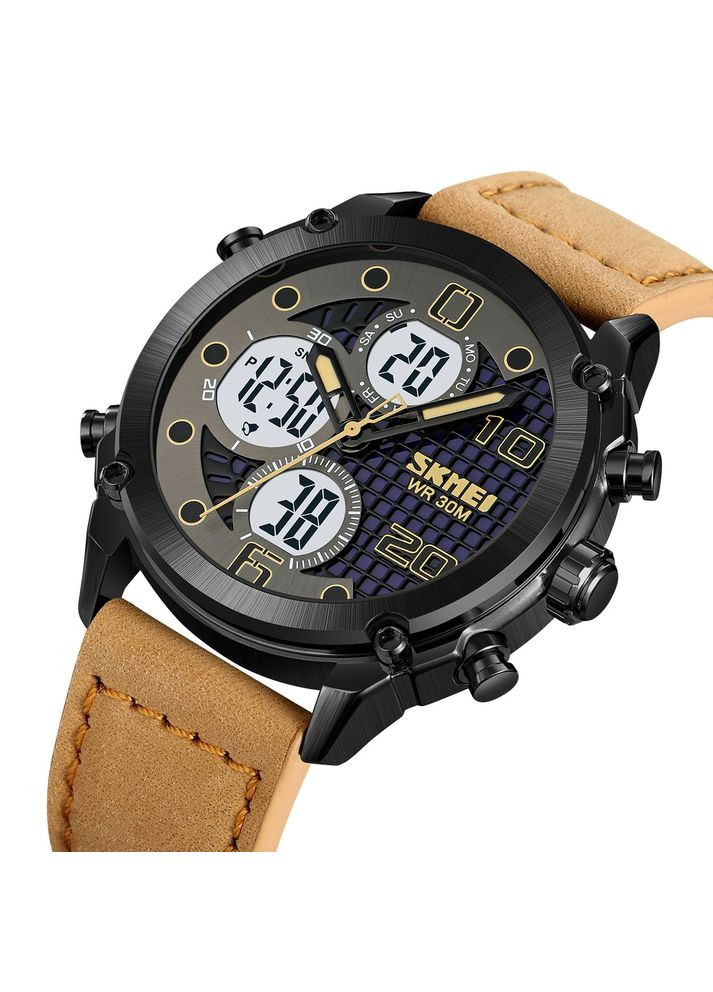 1975LLTBNWT Light Brown-White Leather. кварцевый сasual, классический Skmei (324088661)