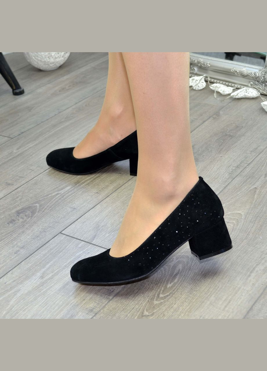 Vasha para Туфли женские замшевые на невысоком каблуке,. 39 размер черный з натуральная замша, украина — демисезон (303931621)