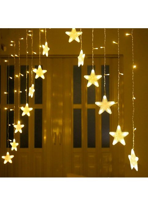 Гірлянда електрична "Штора зірки" 136 LED, теплий білий, 3м, від мережі Chomik (369144829)