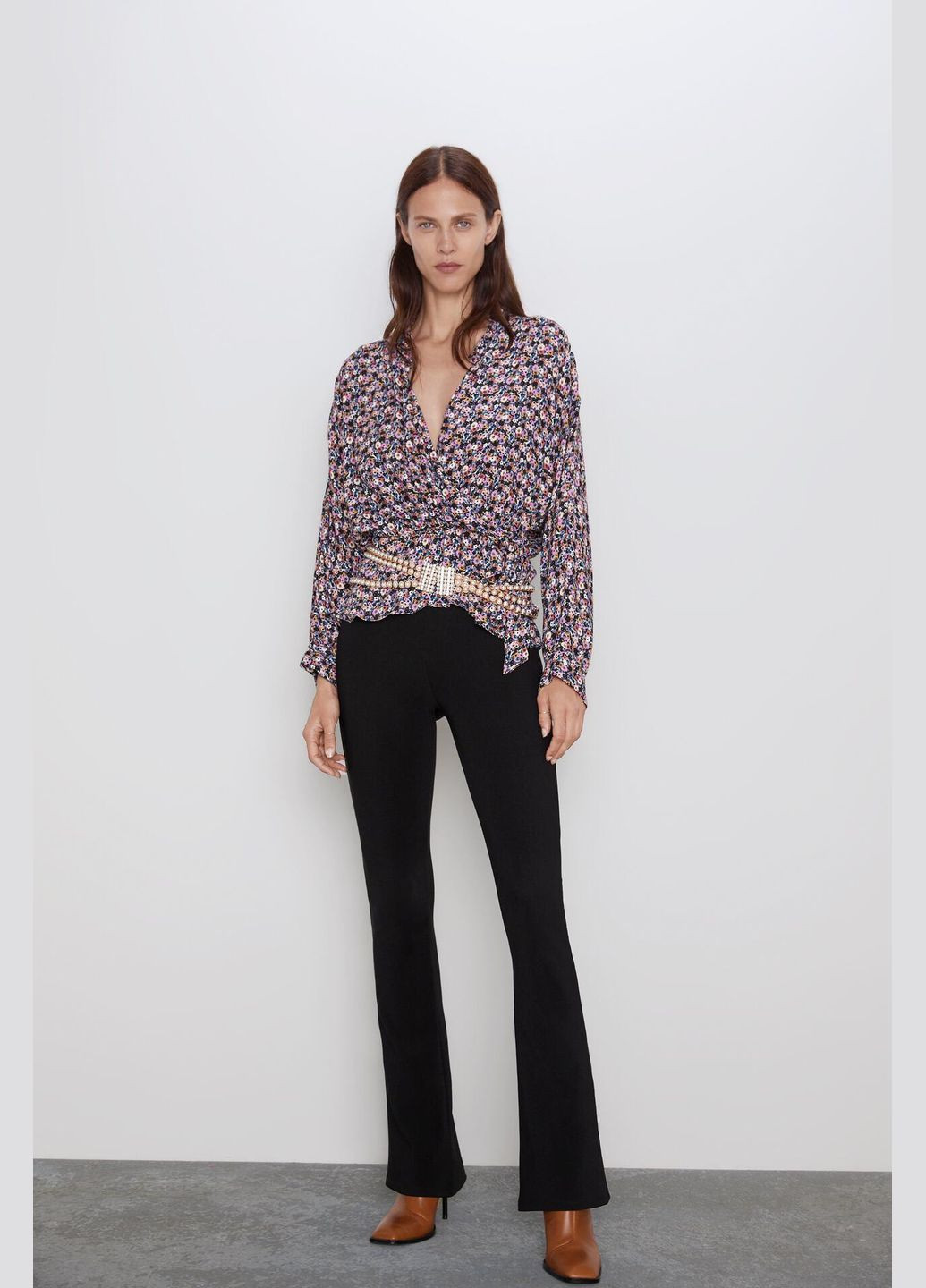 Комбинированная блуза демисезон,цветной, Zara