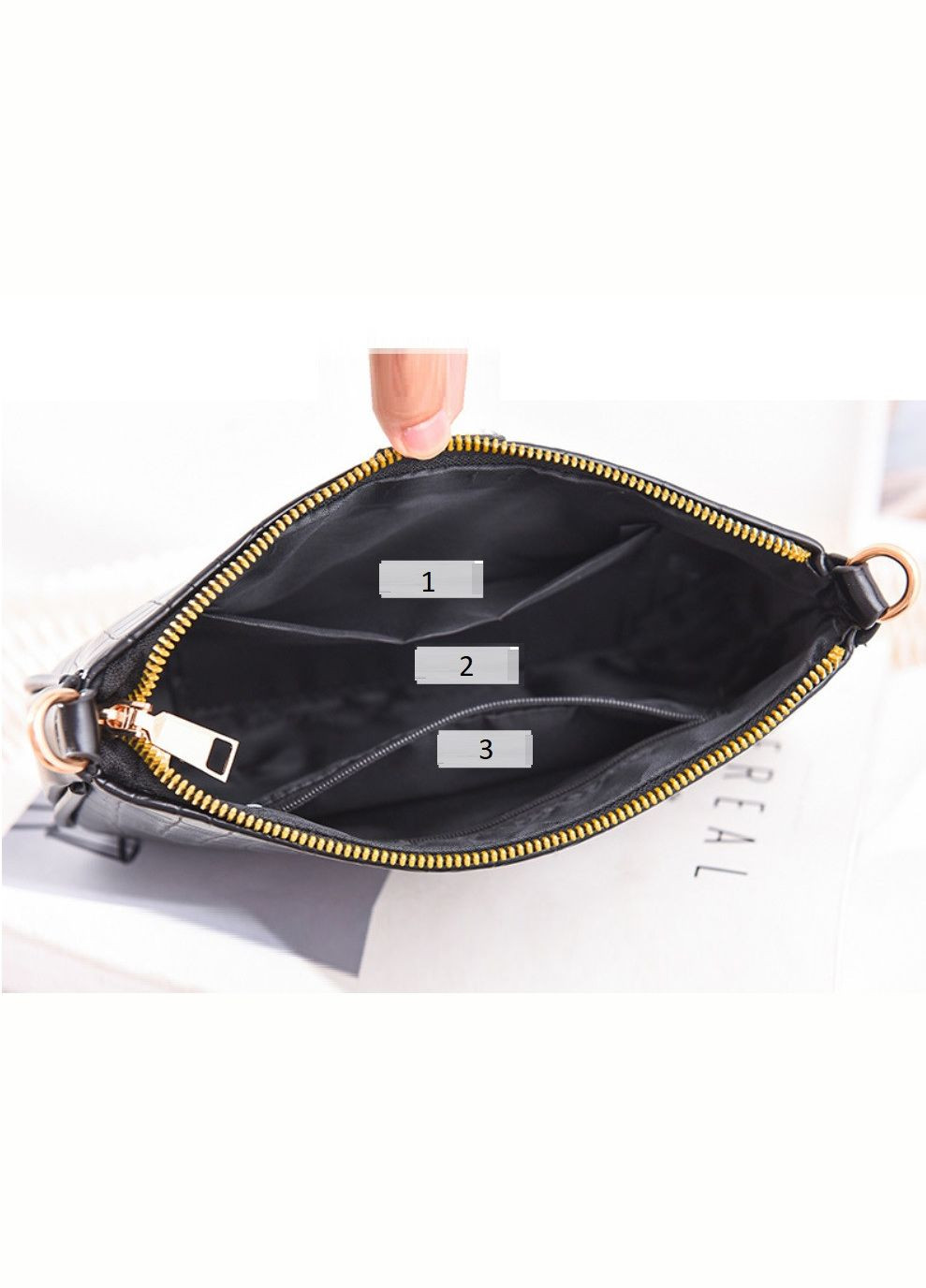 Женская мини сумочка клатч с цепочкой в стиле рептилия. Маленькая сумка с ключницей брелком Черный No Brand (298997865)