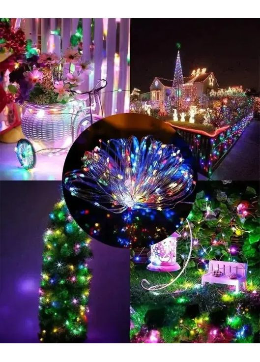 Уличная гирлянда с солнечной панелью / Светодиодные гирлянды с RGB подсветкой 10м 100LED (SFK-15) Gemei (367073578)