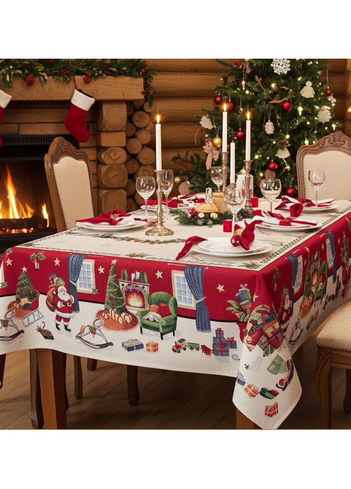 Скатертина Новорічна гобеленова 140 х 240 см. HOGAR No Brand (360890010)