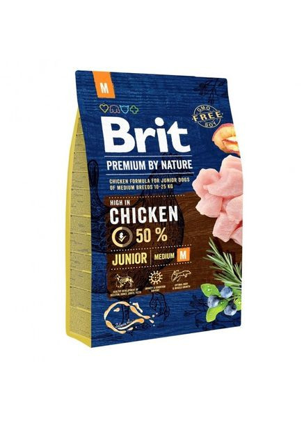 Сухой корм Premium Junior M 3 kg (для щенков и молодых собак средних пород) Brit (292259567)