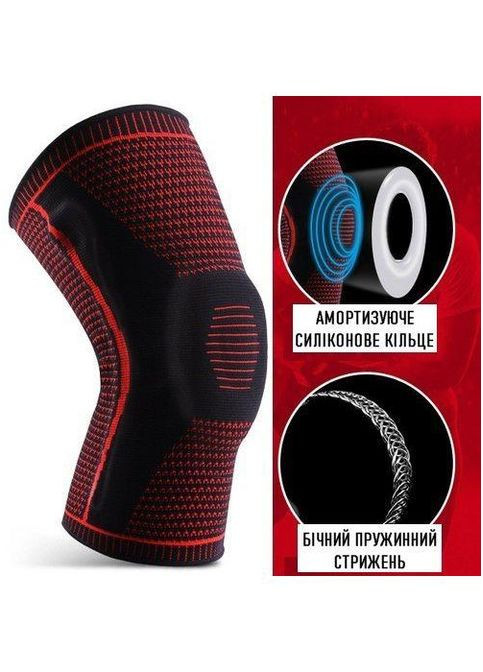 Бандаж на колінний суглоб . XXXL/46-48см. Напівжорсткий. Ребра жорсткості. Кільце-Фіксатор. Чорно-Червоний. Bd AB066 (307288257)