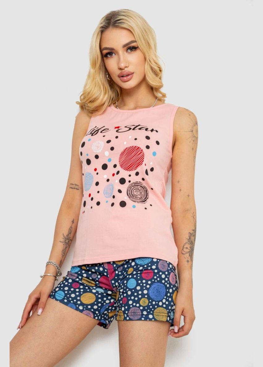 Персиковая всесезон пижама женская с принтом, Polkan