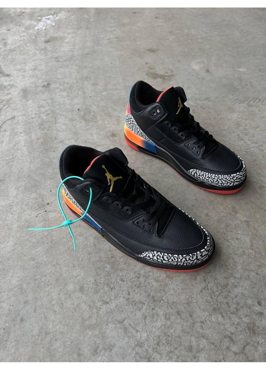 КРОСІВКИ ЖІНОЧІ NIKE AIR JORDAN 3 BLACK ORANGE НАЙК АІР ДЖОРДАН No Brand чорні демісезони (367176156)