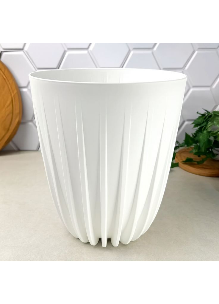 Високий квітковий горщик 25 см Міра Білий Ламела Lamela (365815016)