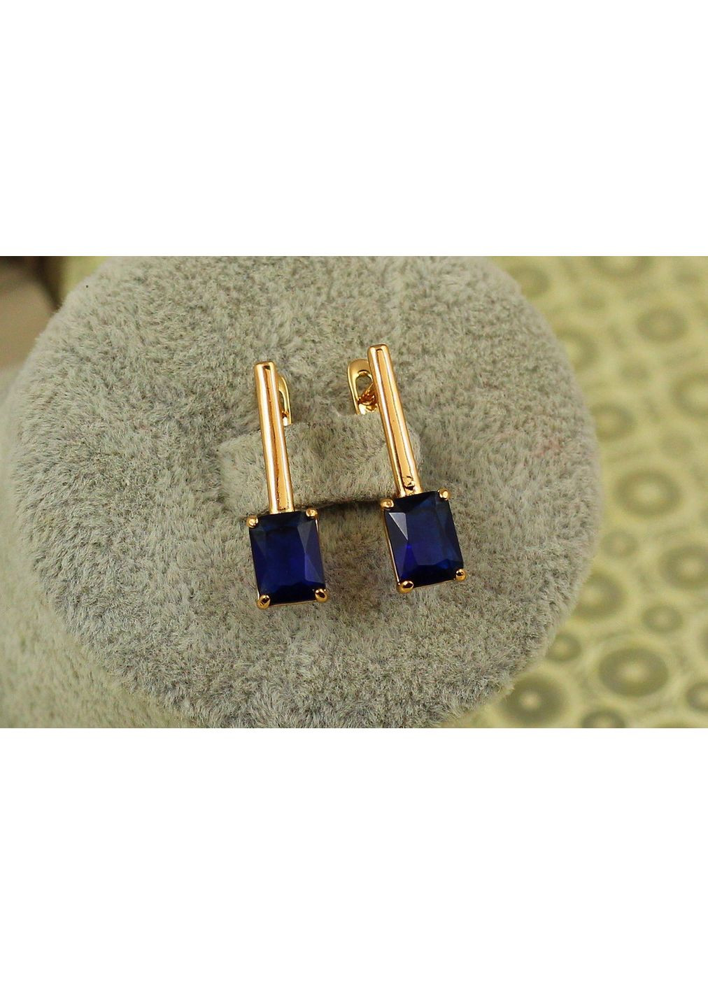 Серьги подвески Прима с синим камнем 2,2 см золотистые love-shopping Xuping Jewelry (354659241)