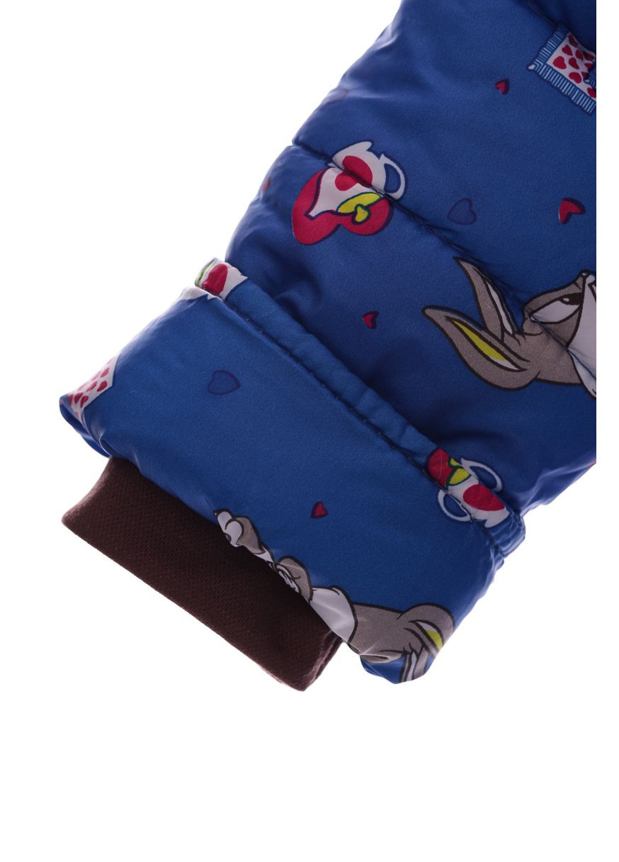 Синий зимний комбинезон на синтепоне для девочки с принтом кролика евро ноль синий см (27716) BABYKROHA