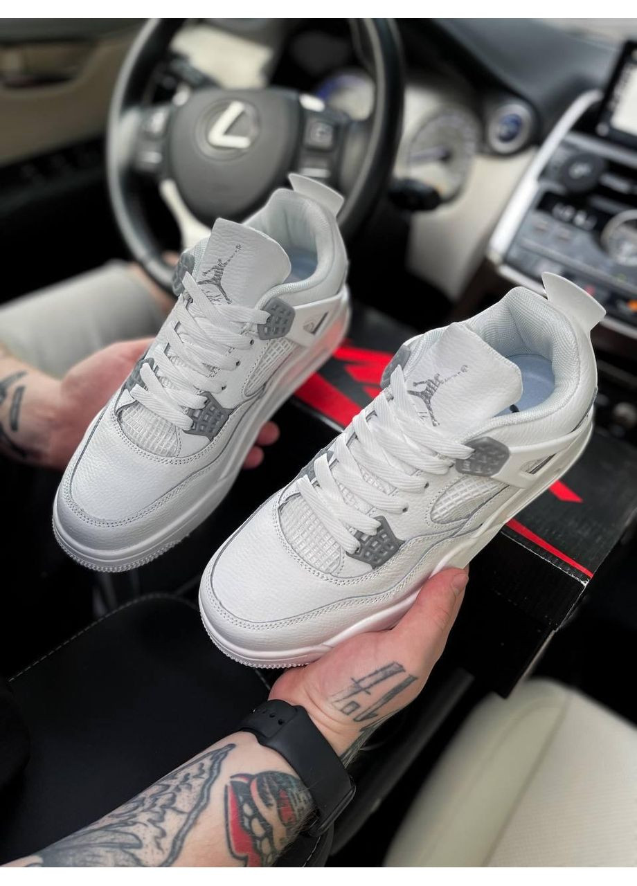 КРОССОВКИ ЖЕНСКИЕ NIKE AIR JORDAN RETRO 4 WHITE CEMENT V2 НАЙК АИР ДЖОРДАН No Brand белые демисезоны (367176515)